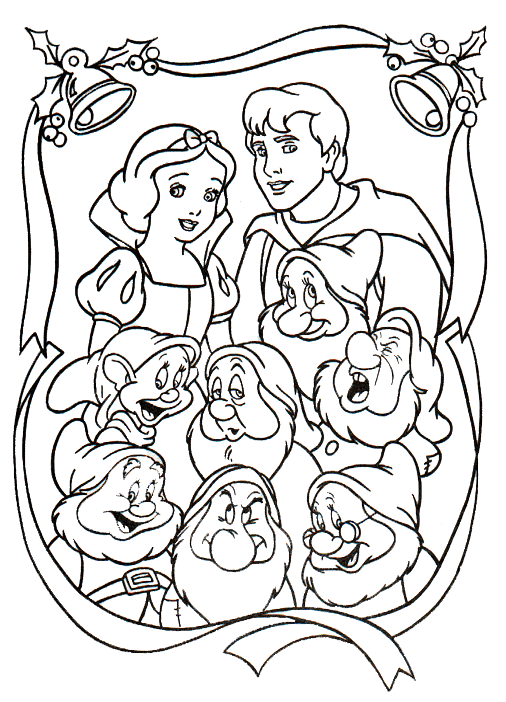 白雪公主和七个小矮人填色图_颜色卡片 - 宝宝吧