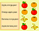 Apple, orange, pear