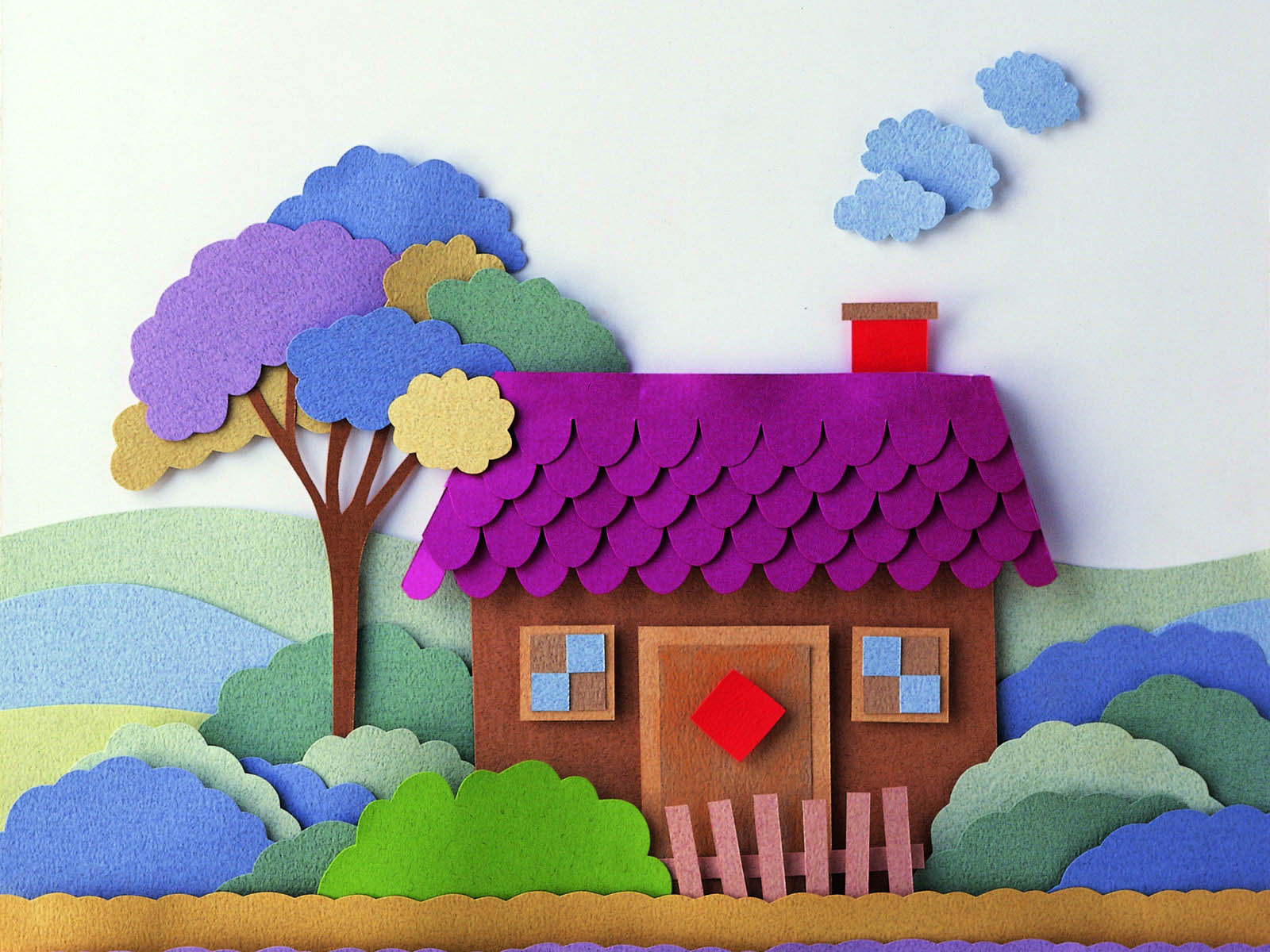幼儿园剪贴画:漂亮的小房子2幅_几何形状卡片